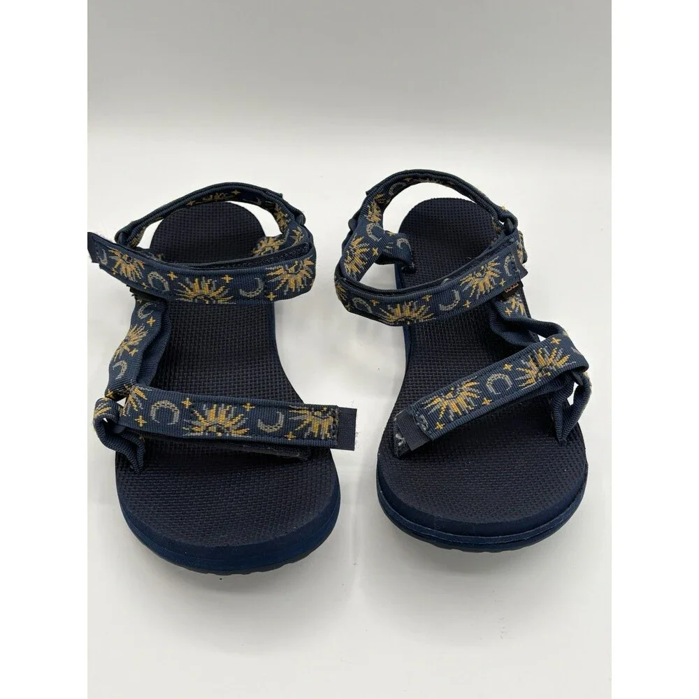 Teva Women’s 10 Celestial Sun Moon Stars Navy Sandals Y2K Boho Strappy